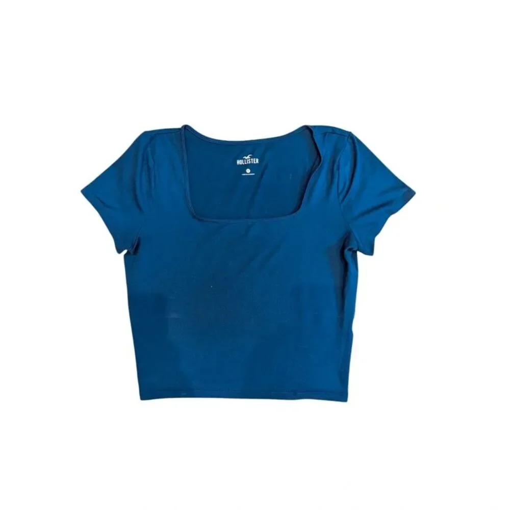Hollister Stretchy Crop Baby Tee Short Sleeve Blue Size M
